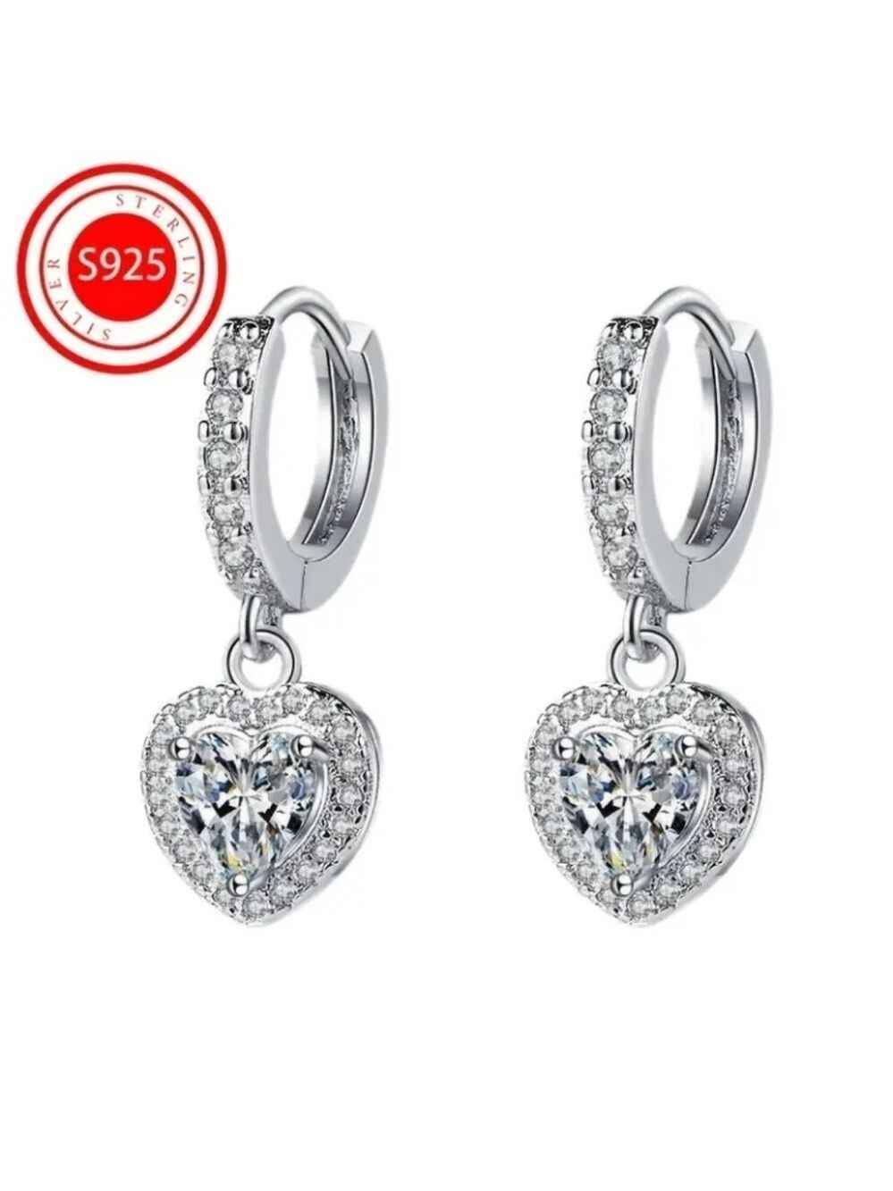 Sterling Silver Heart Hoop Earrings